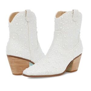 Betsey Johnson White Ankle Booties with Western Flair